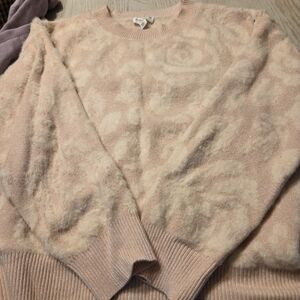 Rio & Rian Cozy Pink Fuzzy Crewneck Sweater Large Good